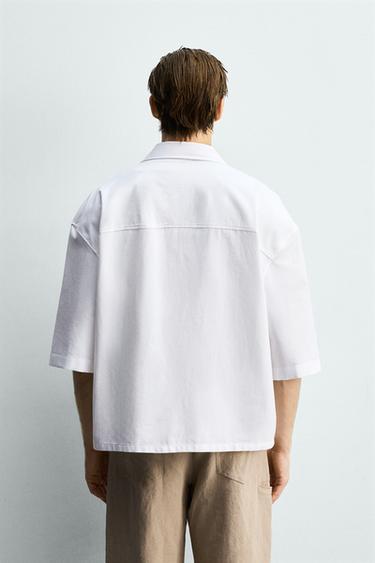 BOXY FIT SHIRT WITH POCKET - White by Zara - Image 2