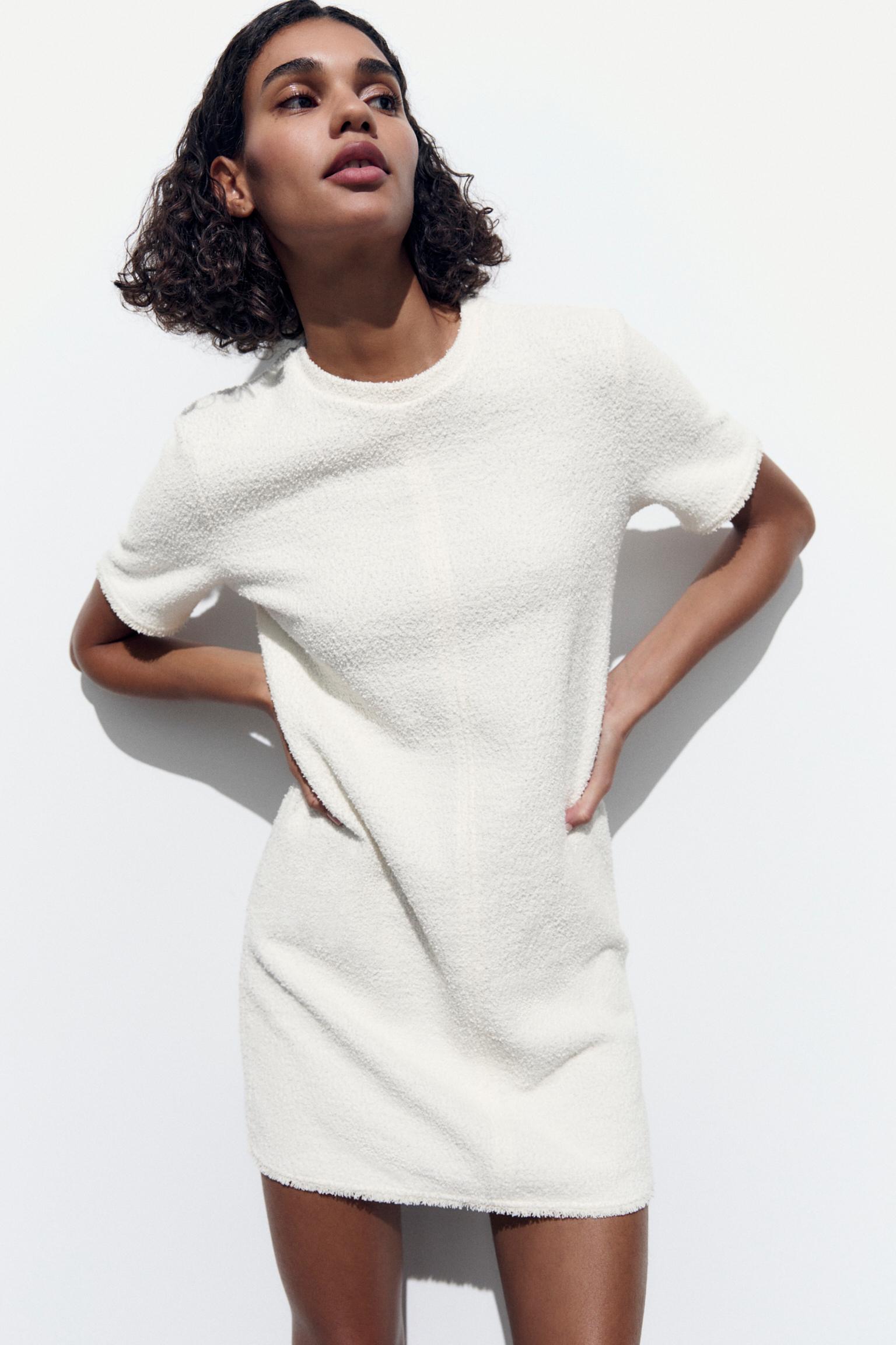 STRUCTURED JACQUARD MINI DRESS - Oyster-white | ZARA United States