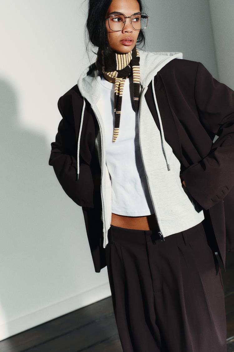 Felpa Nera Felpa Marrone Zara BANDANA A MAGLIA A RIGHE Marrone