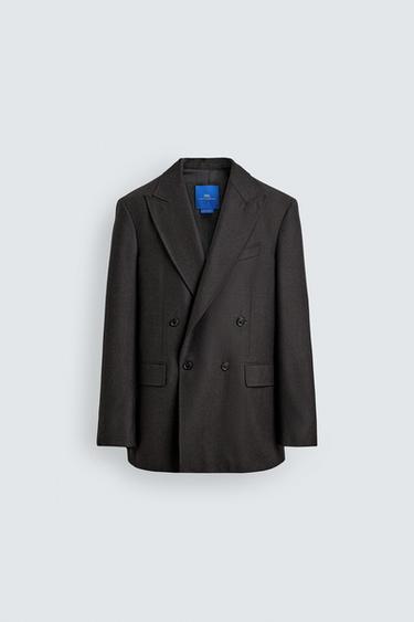 AARON LEVINE X ZARA DOUBLE-BREASTED WOOL SUIT BLAZER - Brown by Zara