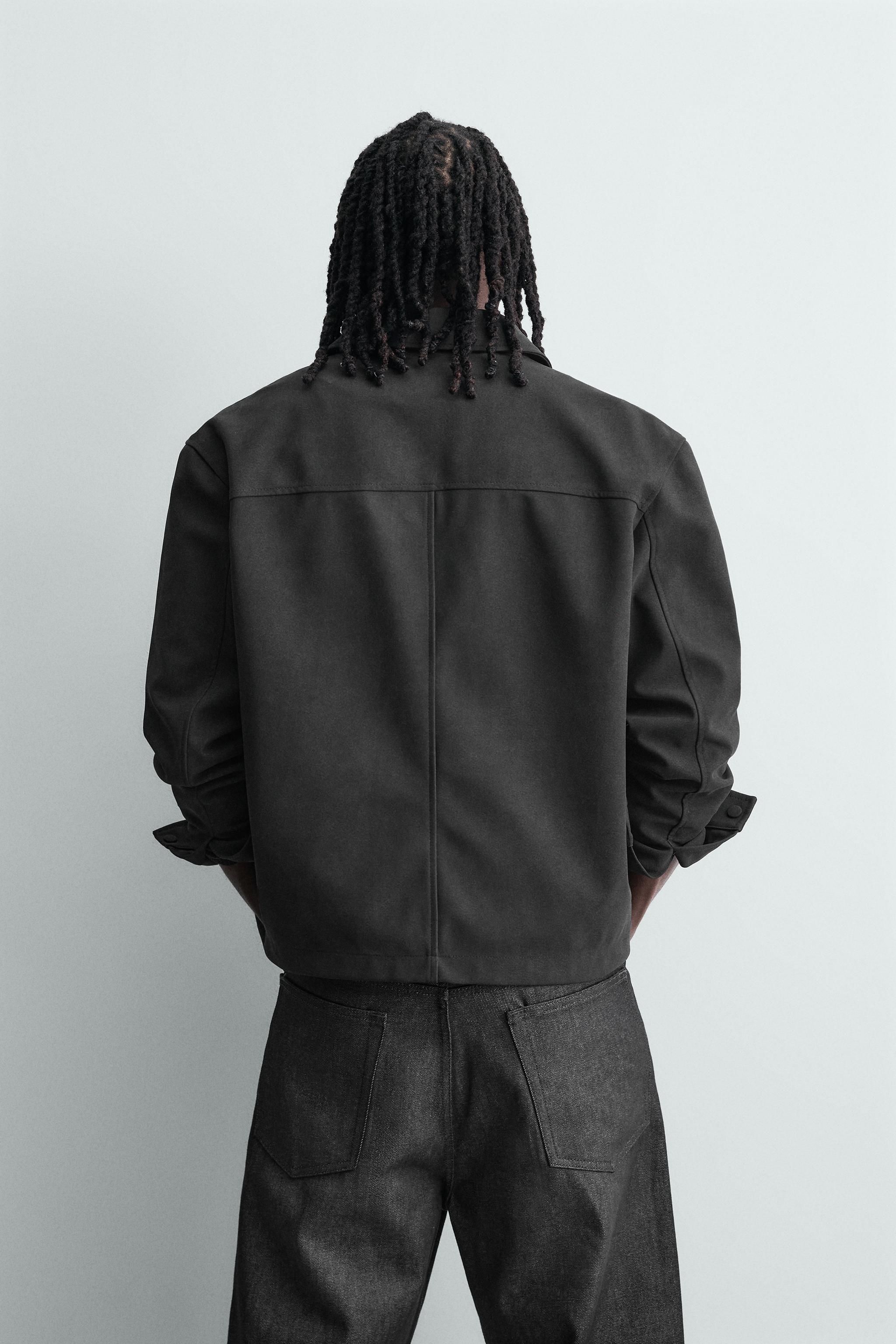 フェイクスエード リラックスフィット シャツジャケット - ブラック