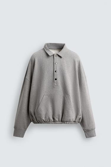 SWEAT POLO COUPE BOXY - Gris chiné de Zara - Image 6