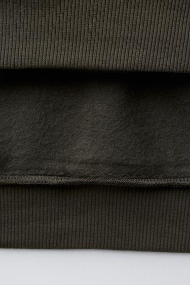 RAISED SLOGAN PRINT HOODIE - DARK KHAKI by Zara - Image 3