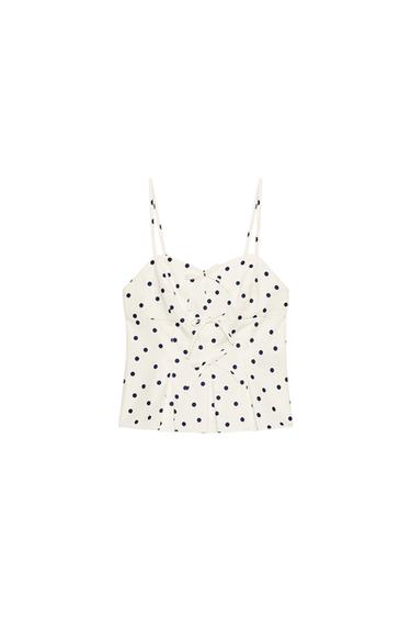 TOP PEPLUM LUNARES - Azul / Blanco de Zara