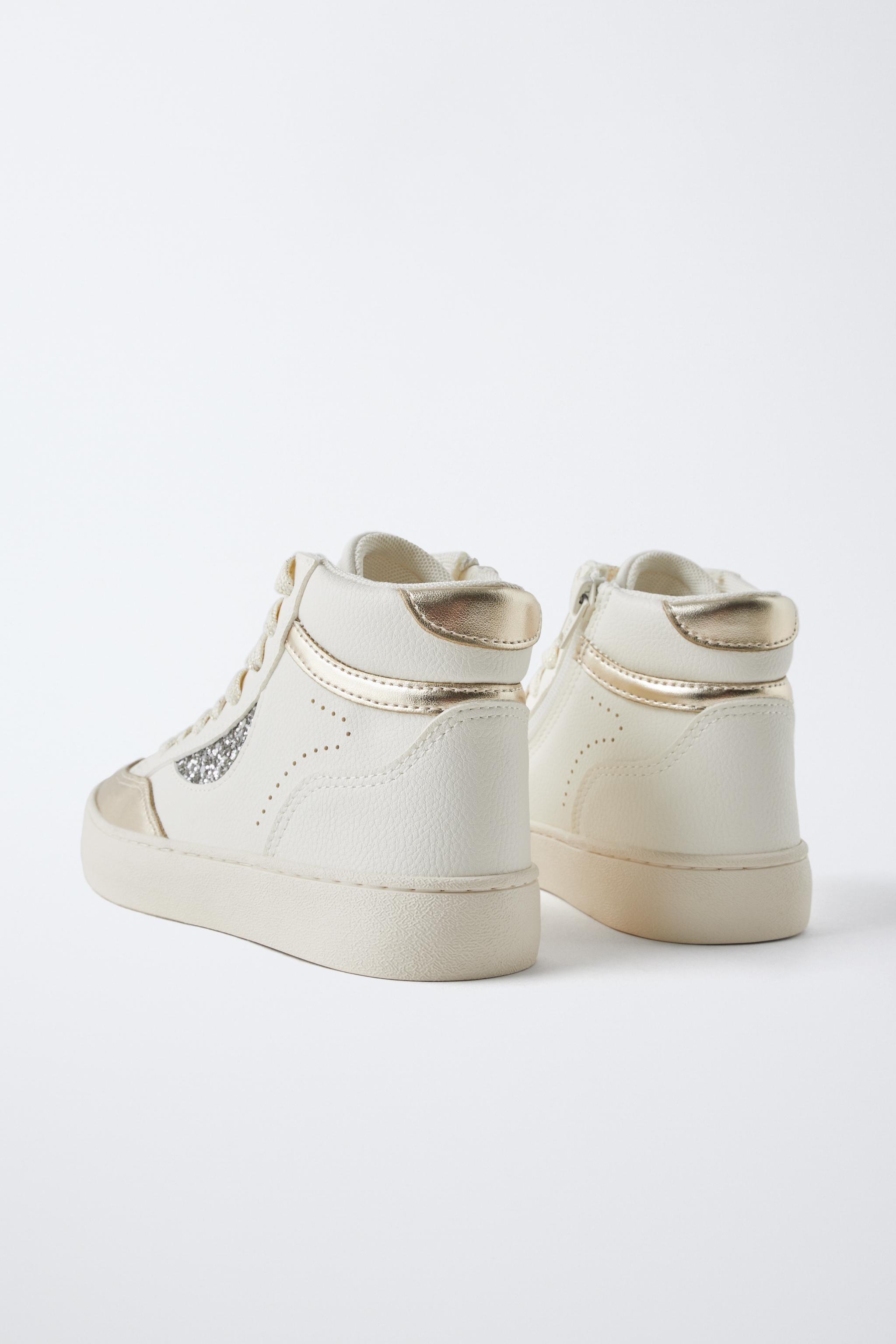 METALLIC HIGH TOP SNEAKERS - White | ZARA United States