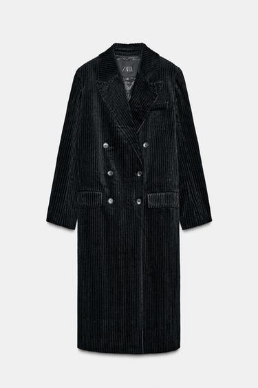 CORDUROY LONG COAT ZW COLLECTION LIMITED EDITION - Black by Zara