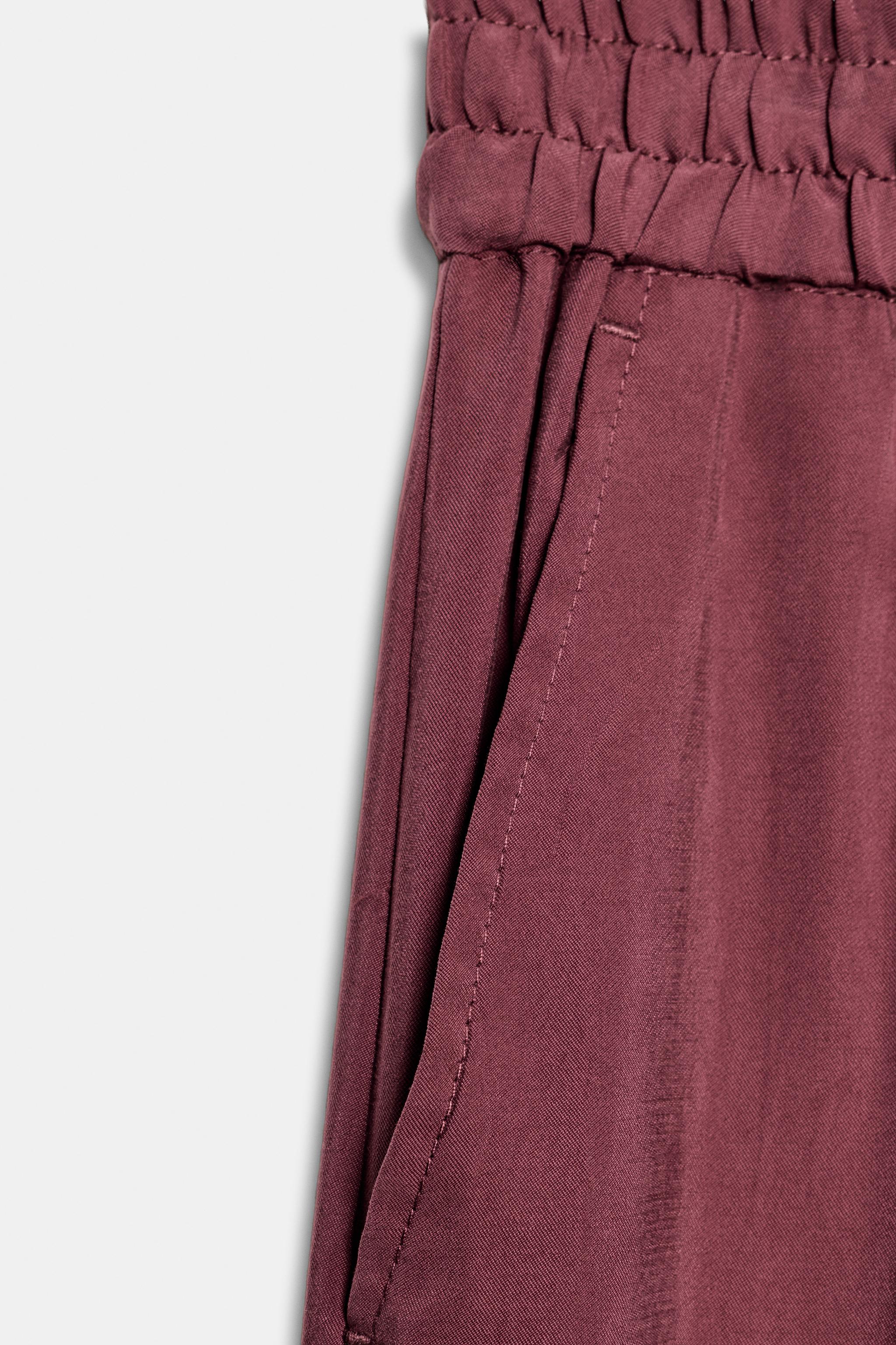Zara Lastikli Bel Geniş Paça Pantolon görsel 6