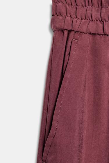 PANTALON LARGE À TAILLE ÉLASTIQUE - brique foncée de Zara - Image 5