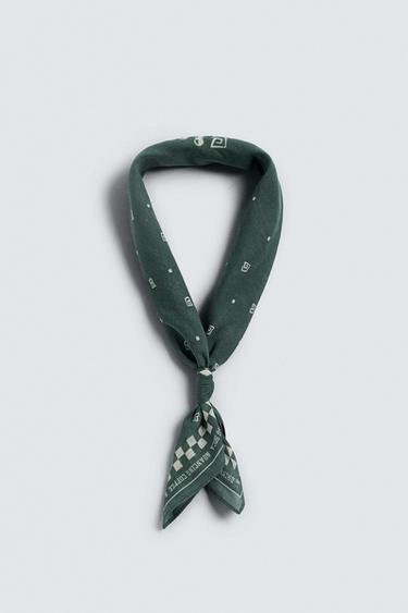 Zara CONTRAST PRINT BANDANA - Green