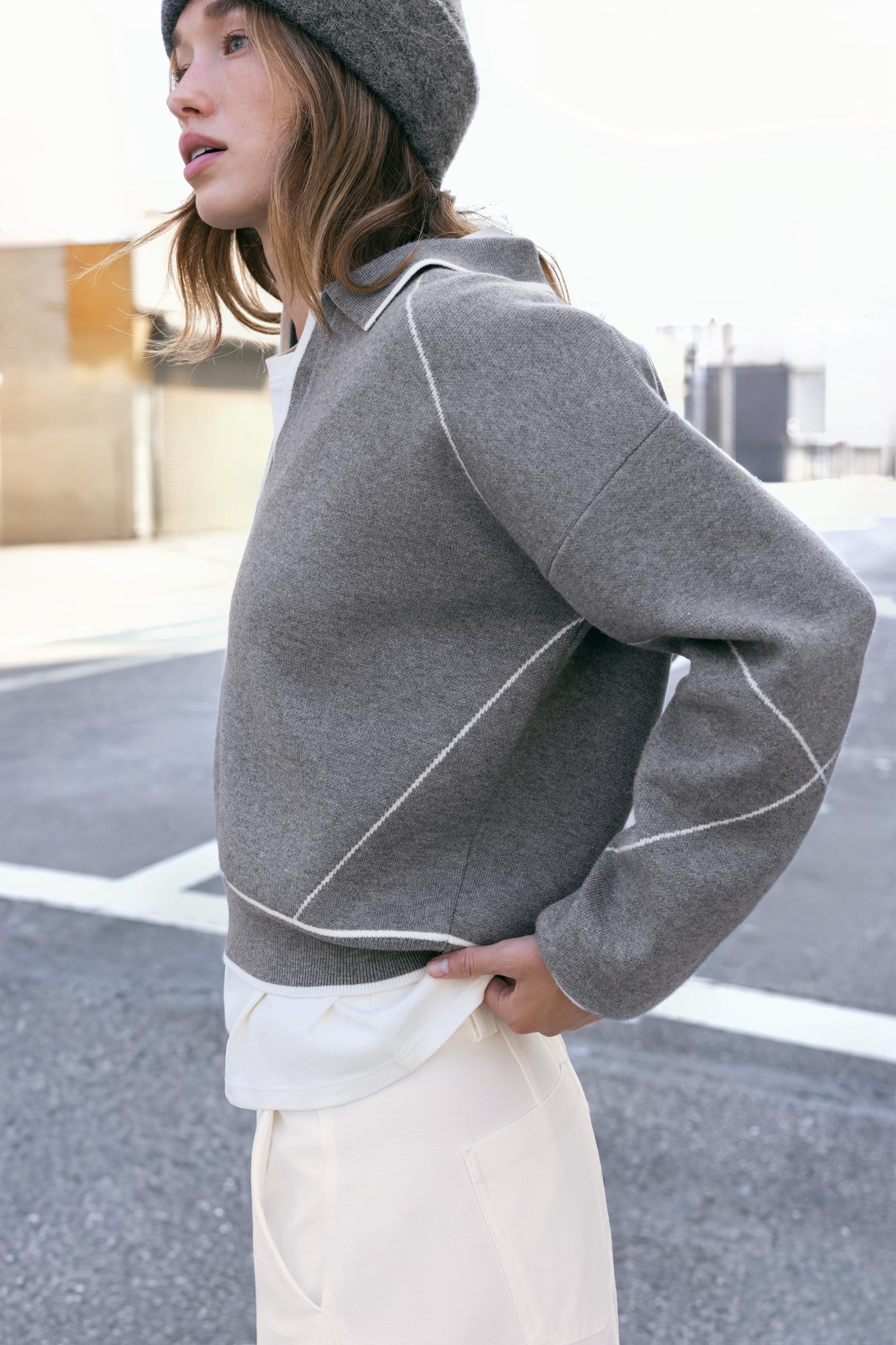 PULL POLO EN MAILLE LISERÉS CONTRASTE