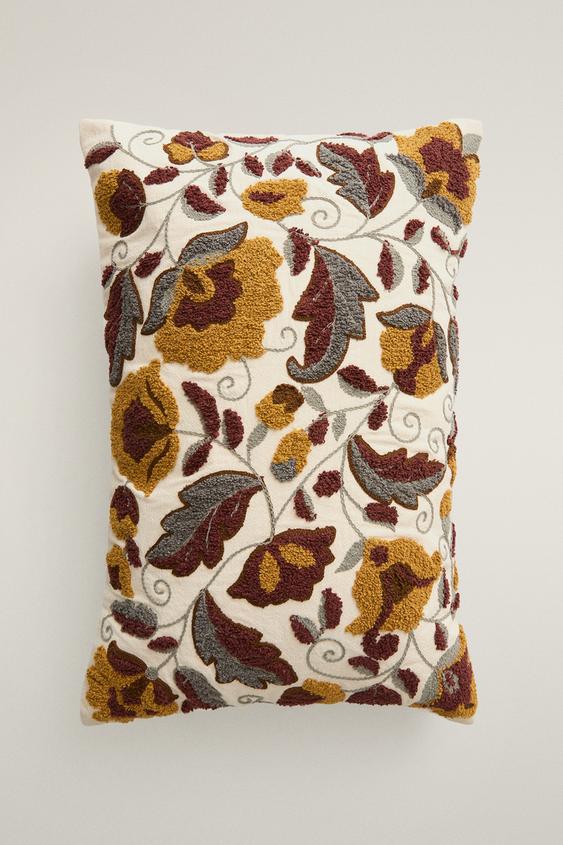 HOUSSE DE COUSSIN TUFTING FLEURS - Moutarde de Zara - Image 0