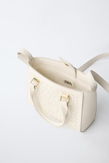 SAC BANDOULIÈRE AVEC PETITES PERLES - Blanc de Zara - Image 3
