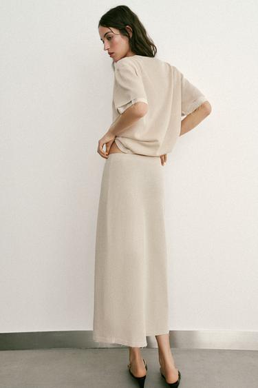 JUPE PARÉO EN MAILLE BIMATIÈRE - Beige clair de Zara - Image 4