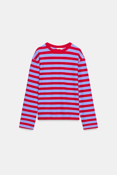 WIDE STRIPE T-SHIRT - Red Stripe by Zara