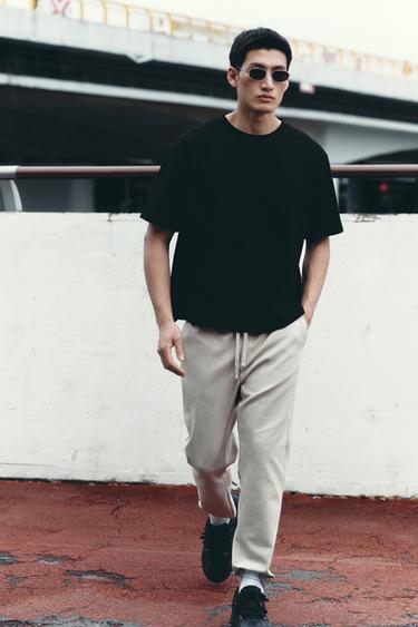 Zara 紋理休閒版 T 恤 - 黑色