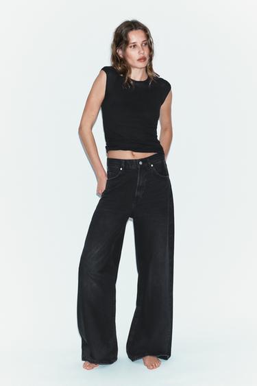 ДЖИНСЫ TRF EXTRA WIDE-LEG С ВЫСОКОЙ ПОСАДКОЙ — ЧЕРНЫЙ от Zara
