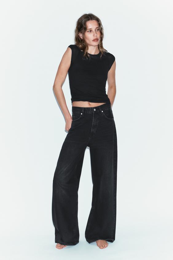Zara TRF EXTRA WIDE LEG HIGH-WAIST JEANS - Black - Image 0