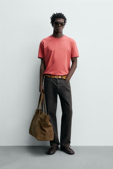 BASIC MEDIUM WEIGHT T-SHIRT /02 - Coral red by Zara