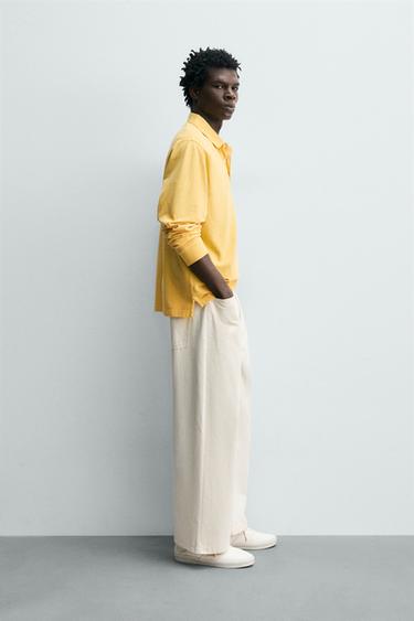 POLO PIQUÉ REGULAR FIT DÉLAVÉ - Jaune de Zara - Image 3