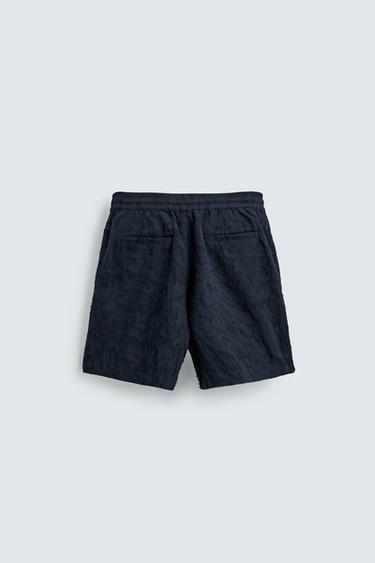 SHORT JACQUARD TEXTURÉ - Bleu marine de Zara - Image 7