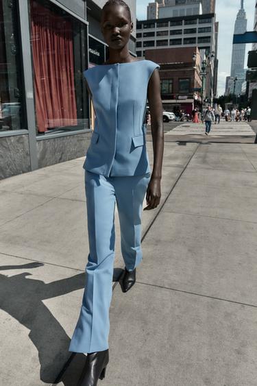 FLARE TROUSERS WITH SIDE VENTS - Blue by Zara - Image 0