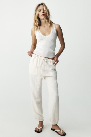 PANTALÓN JOGGER FLUIDO - Blanco roto de Zara