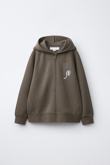 Zara SPORTY HOODED SWEATSHIRT - Brown