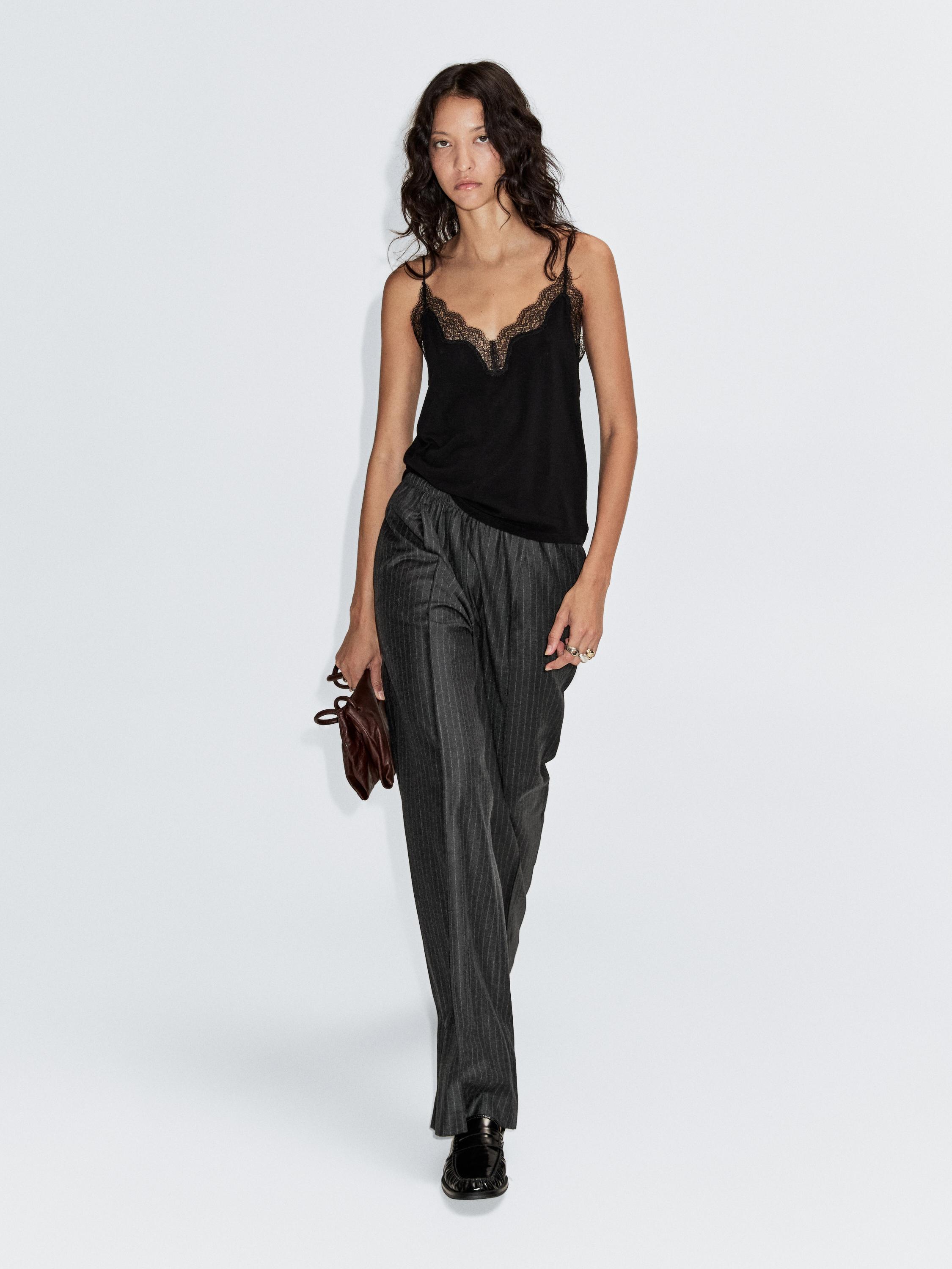 Pantalon à pinces et rayures tennis