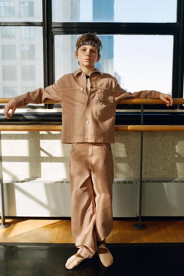 CANVAS STRAIGHT-LEG TROUSERS - Pumpkin by Zara