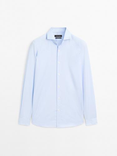 Zara Slim fit striped 100% cotton shirt - Sky blue - Image 0