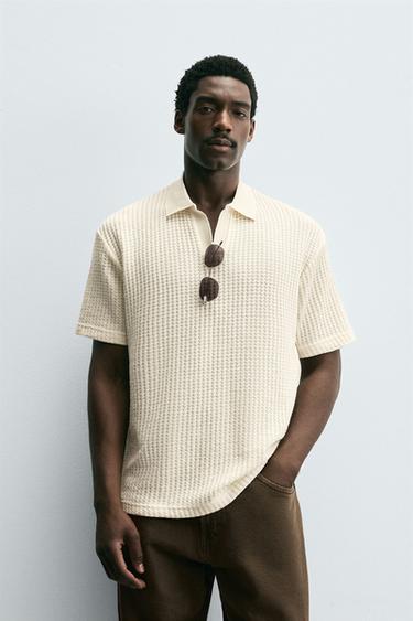TEXTURED POLO SHIRT - Oyster-white by Zara