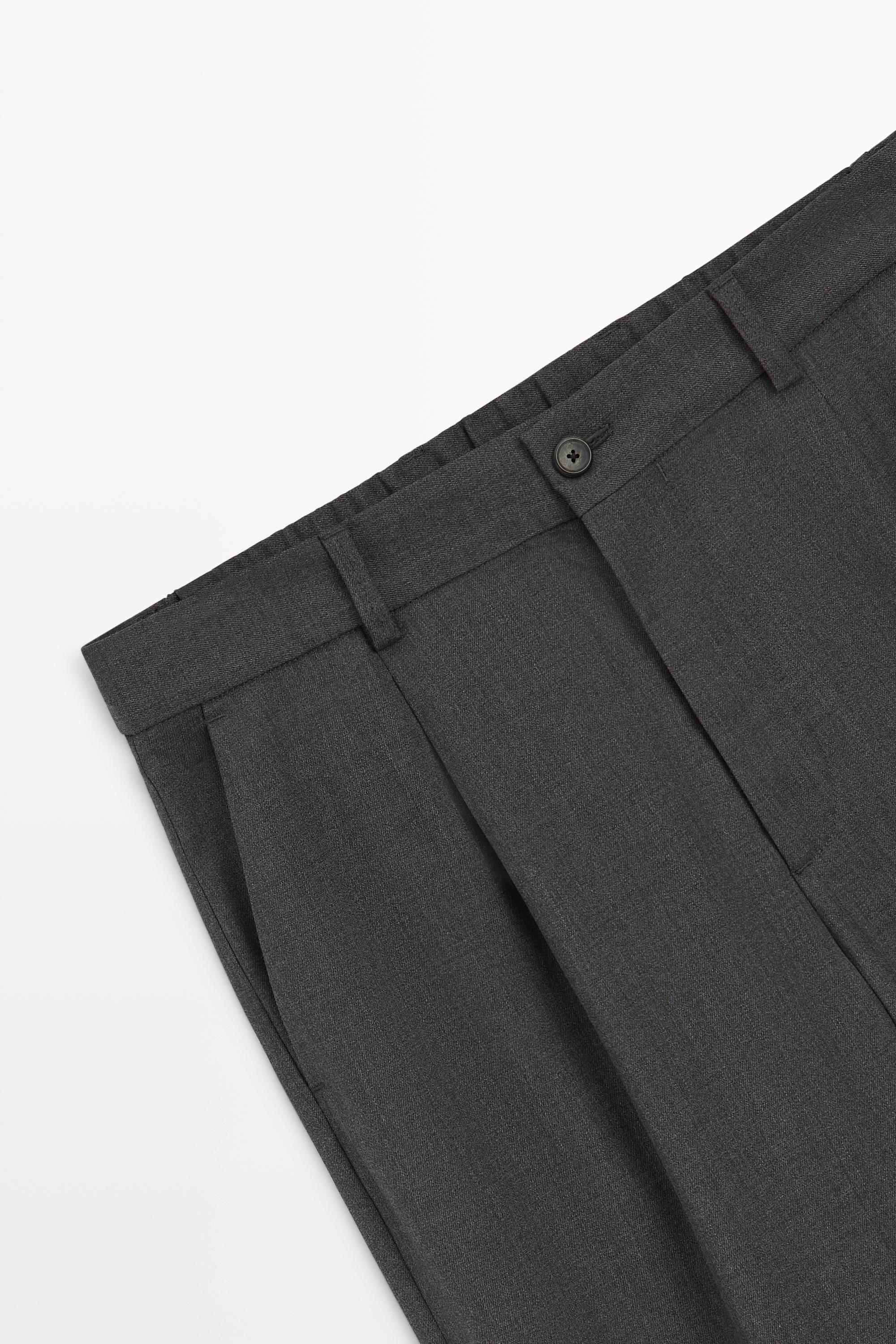 Pantalon relaxed fit pinces 100% laine froide