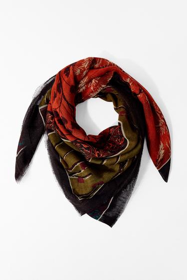 PAÑUELO ESTAMPADO ORIENTAL - Granate de Zara