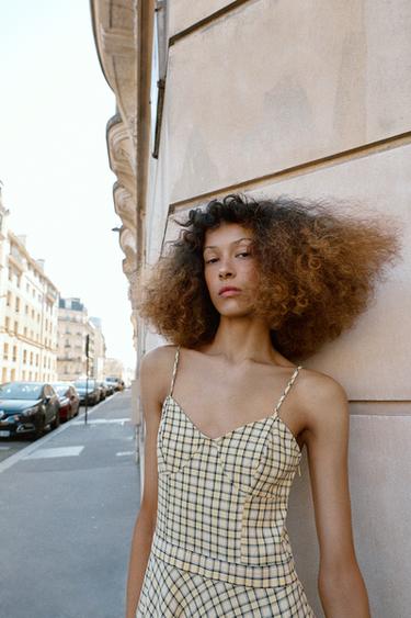 CHECK STRAPPY MIDI DRESS - Yellow by Zara - Image 2