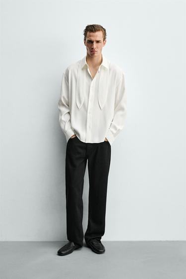CAMISA FLUIDA LAZO CORTO - Blanco de Zara - Imagen 0