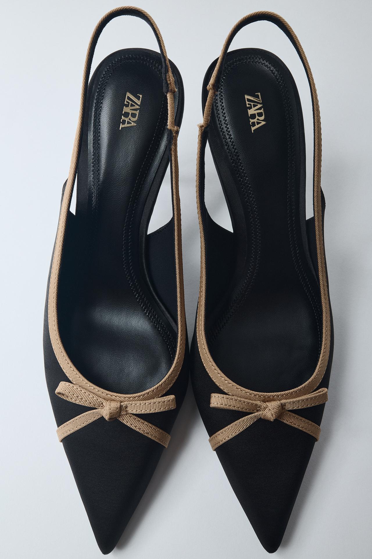 COMBINED HEELED SHOES WITH BOW — Black