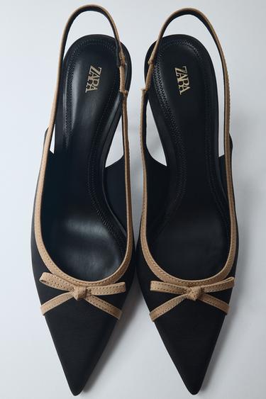 COMBINED HEELED SHOES WITH BOW — Black 1