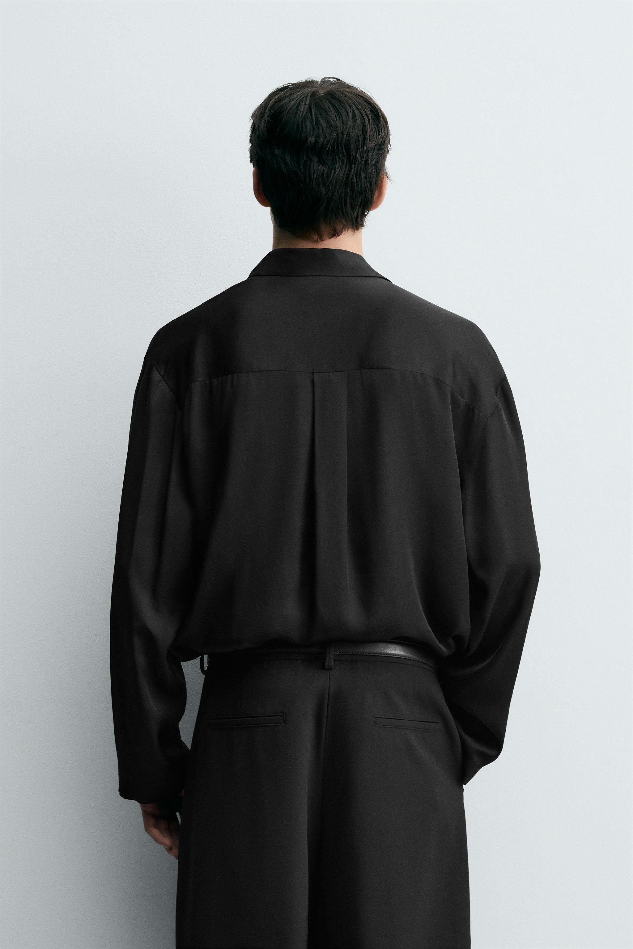 サテンポロシャツ - ブラック | ZARA Japan / 日本