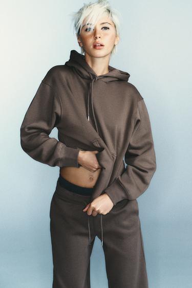 WIDE-LEG PLUSH TROUSERS - Mink by Zara - Image 2