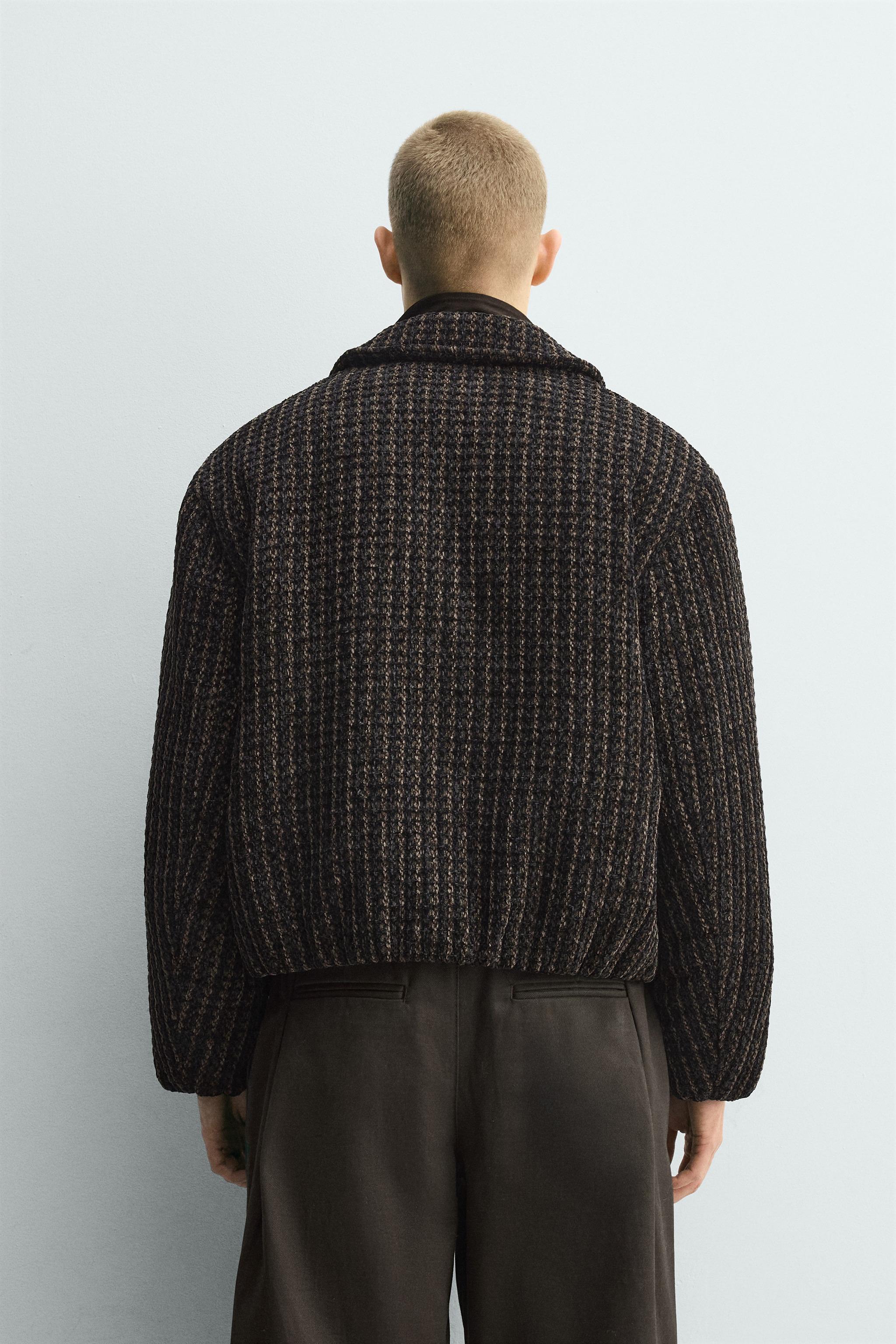 ワッフルベロアジャケット - ブラック/ブラウン | ZARA Japan / 日本