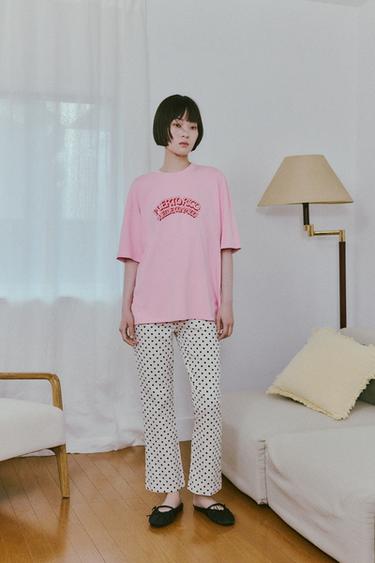 WASHED EFFECT PRINTED T-SHIRT - Pink by Zara