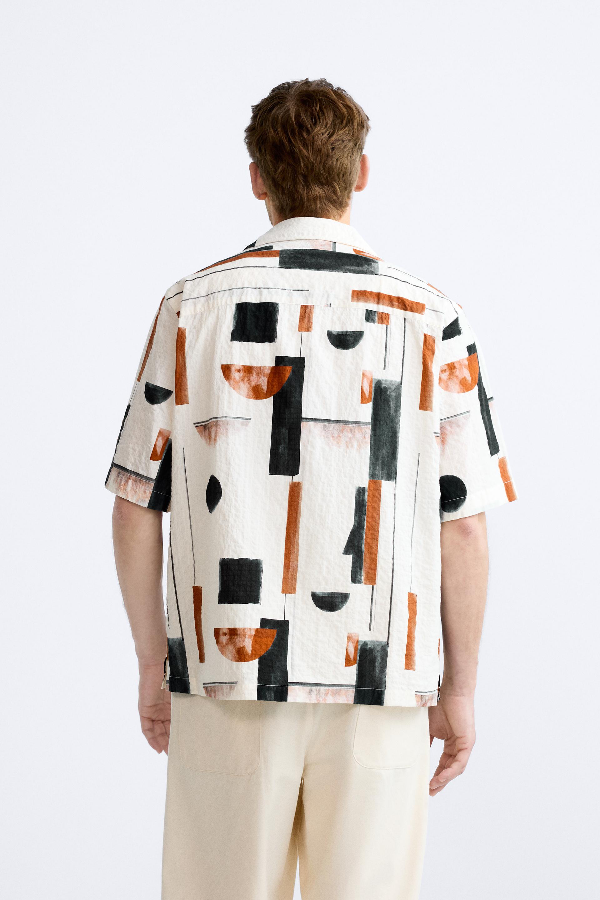 CAMISA COM ESTAMPADO ABSTRATO - Petróleo