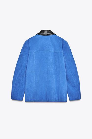 OVERSIZED SUEDE CONTRAST JACKET - Intense blue by Zara - Image 2