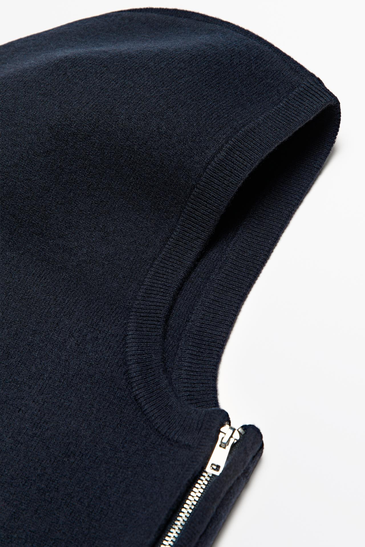 Wool-blend balaclava with hood and zip — Navy blue