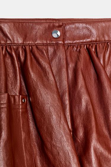 FAUX LEATHER BALLOON MINI SKIRT - Brick by Zara - Image 7