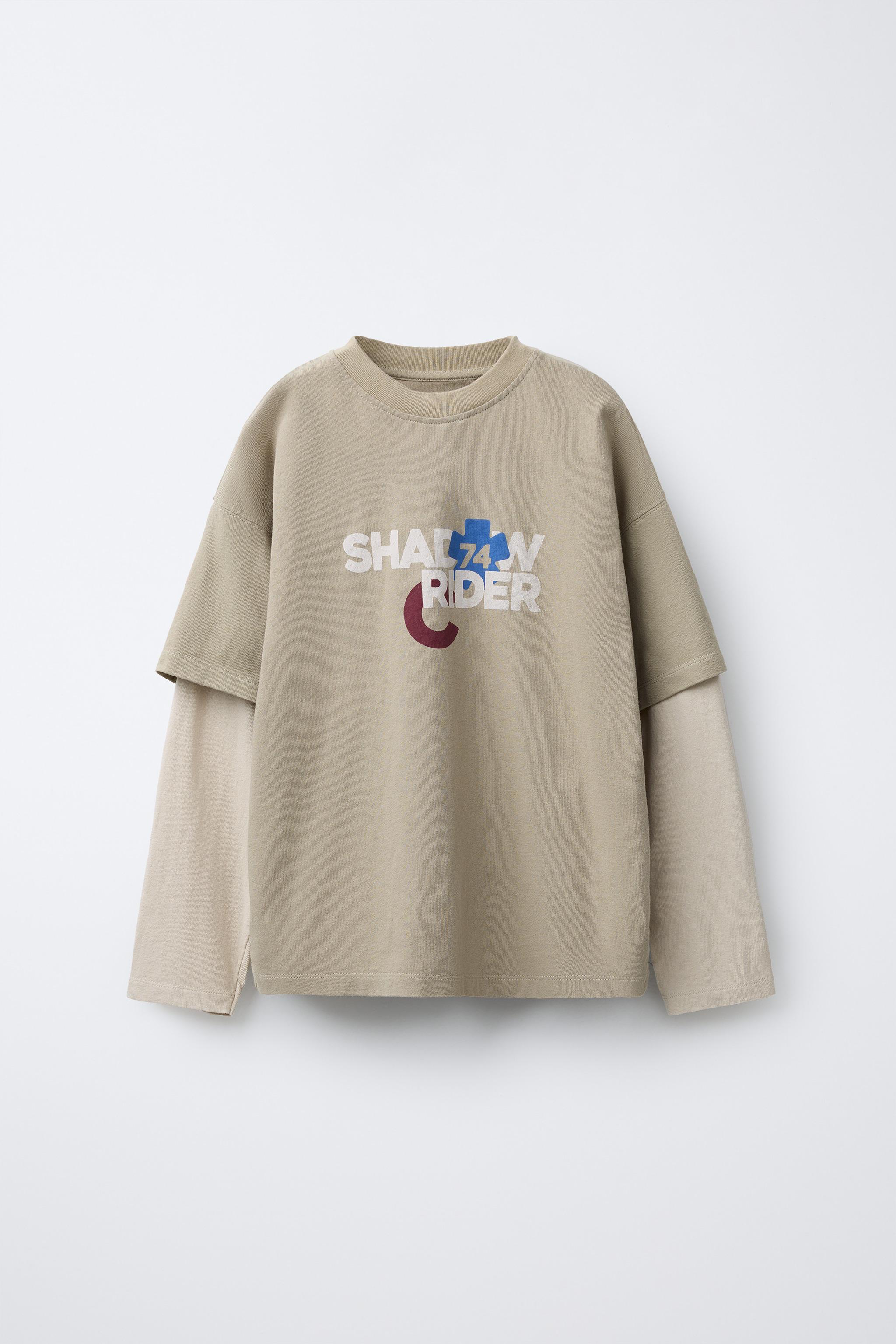 DOUBLE SLEEVE RIDER PRINT T-SHIRT - Light brown | ZARA Canada