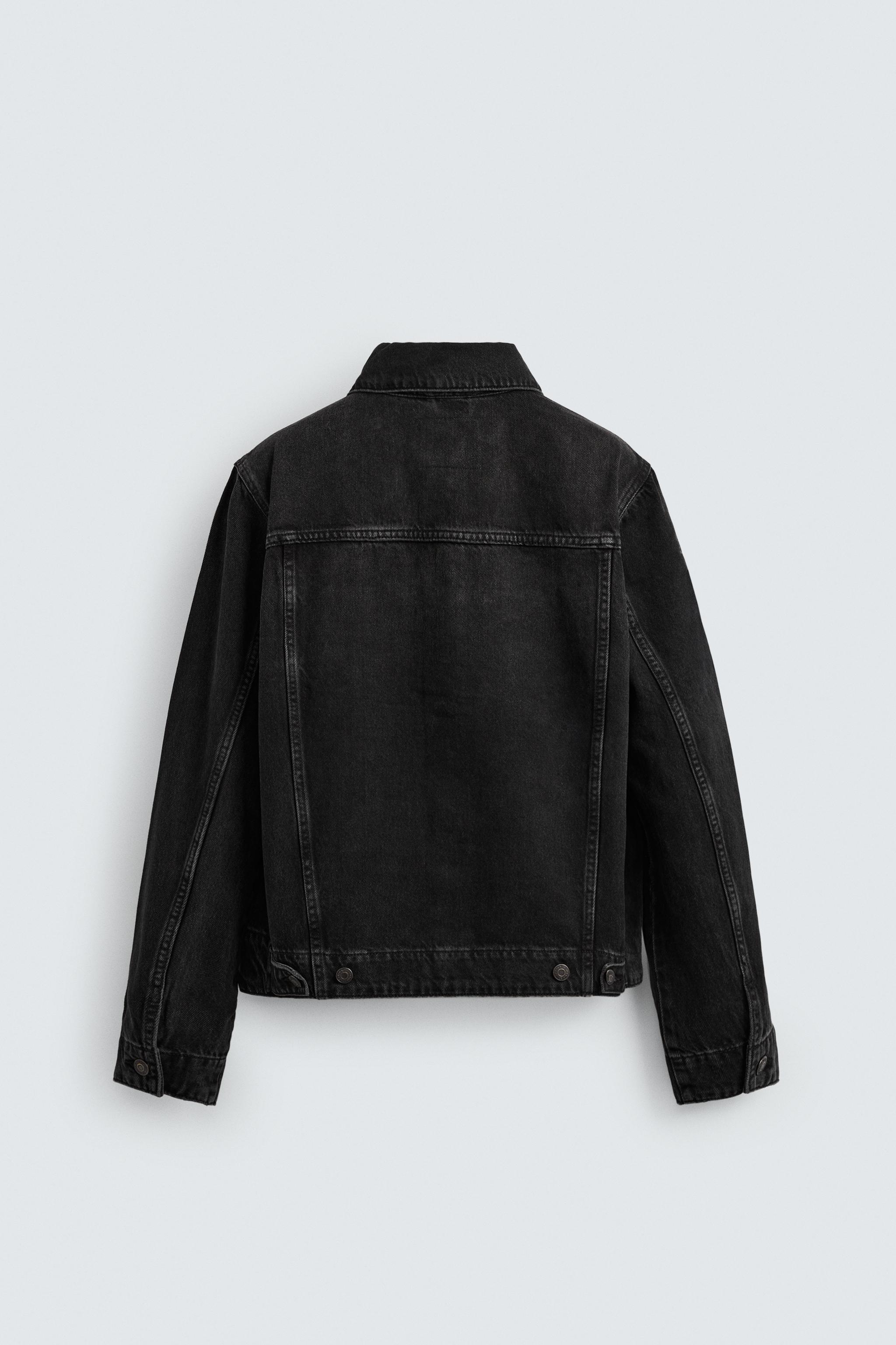 ジャケット・アウター zara BLACK denim jacket S size ZARA Jacket Mens XL Black Solid Denim Workwear Relaxed