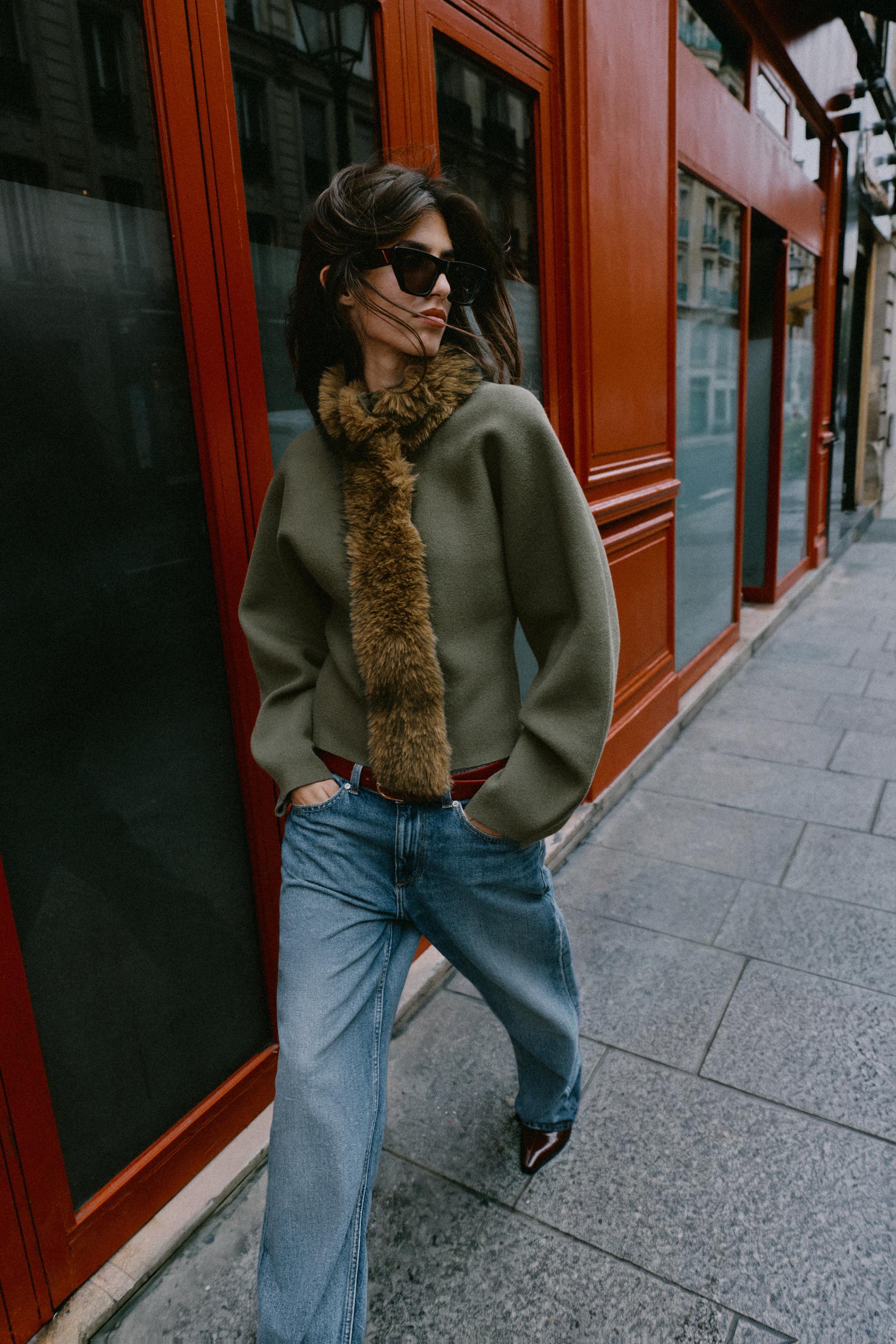 COMBINED FAUX FUR EFFECT CARDIGAN