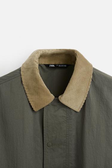 JACKE MIT KONTRASTKRAGEN - Khaki von Zara