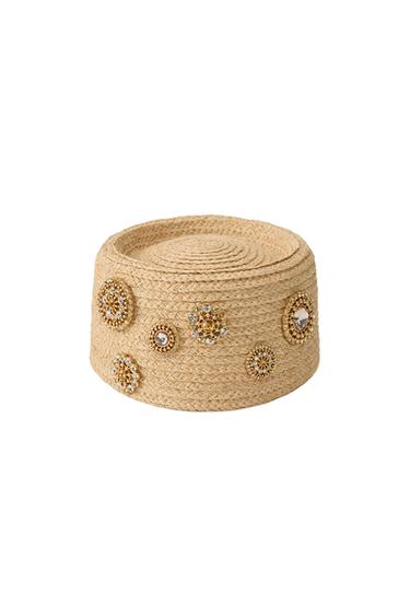 CASQUETE RAFIA 100% BROCHES MARISA BERENSON X ZARA - Beige claro de Zara